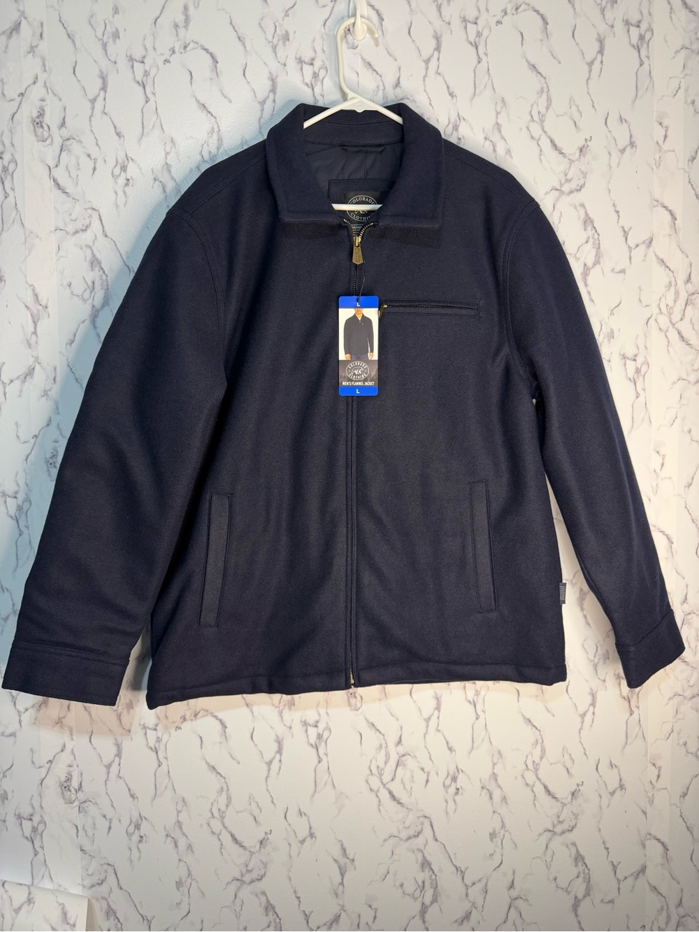 Colorado Clothing Men’s Navy Blue Flannel Jacket Large NWT Insulated